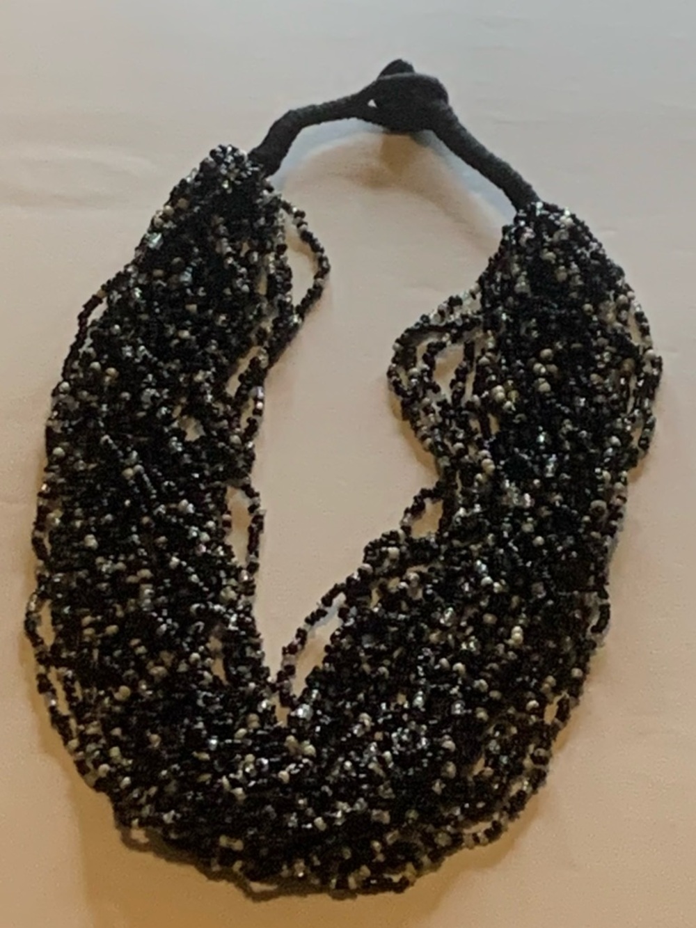 Boho beaded Black white statement necklace resort wear vacation festival
